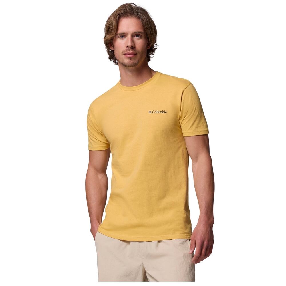 Columbia Cenat Graphic Tee, Mustard Yellow, Gorpcore Outdoors, Men's Medium, NWT - Picture 2 of 9